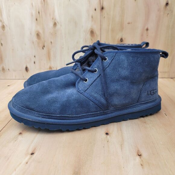 UGG Men’s Sz 11 M 3236 Neumel Suede Blue Chukka Round Toe Boots Shearling Lined main image 7